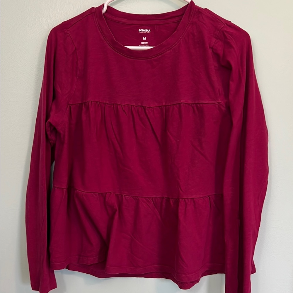 Sonoma Red Relaxed Tiered Blouse